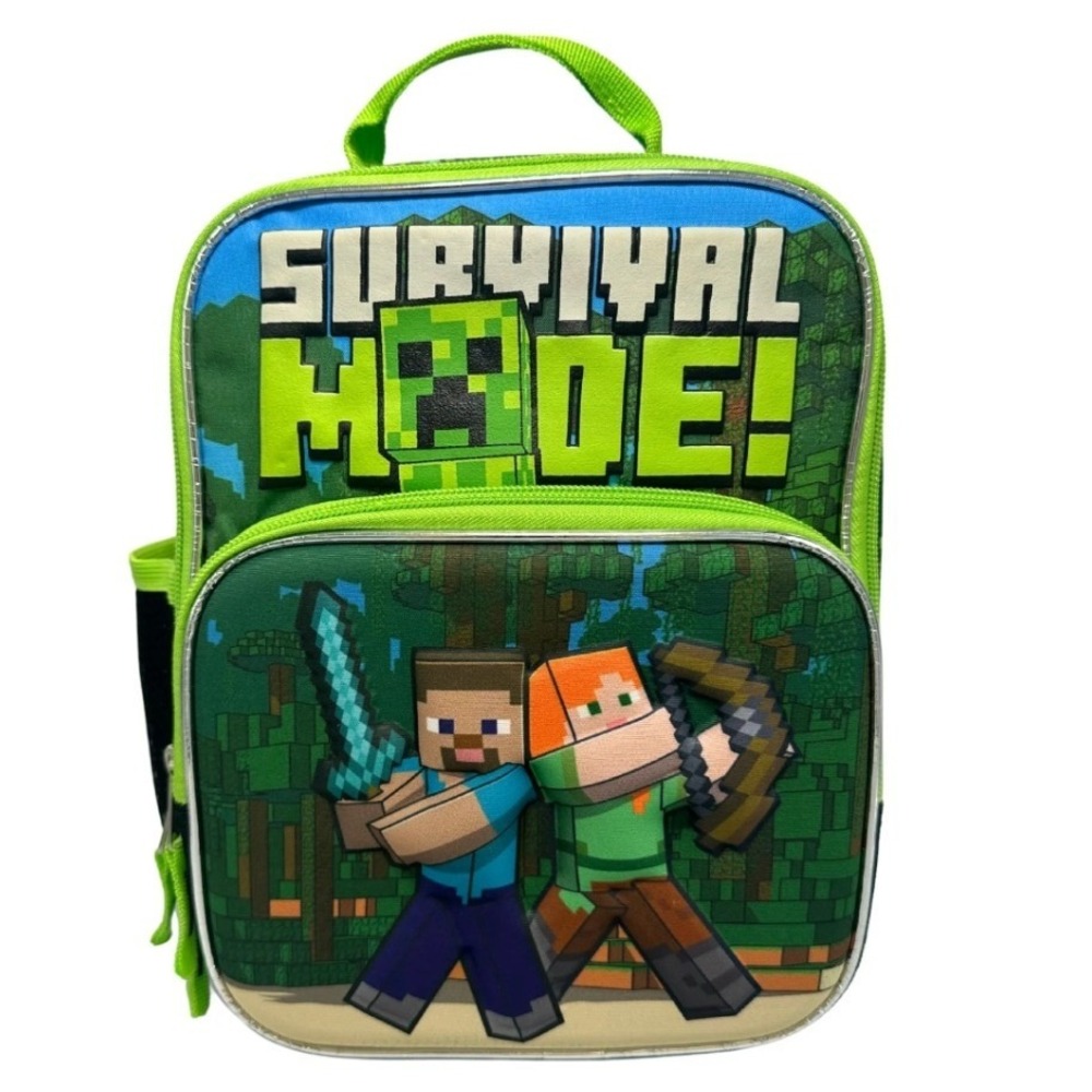 Minecraft Survival Mode Kids Lunch Box Green Creeper Insulated NWT